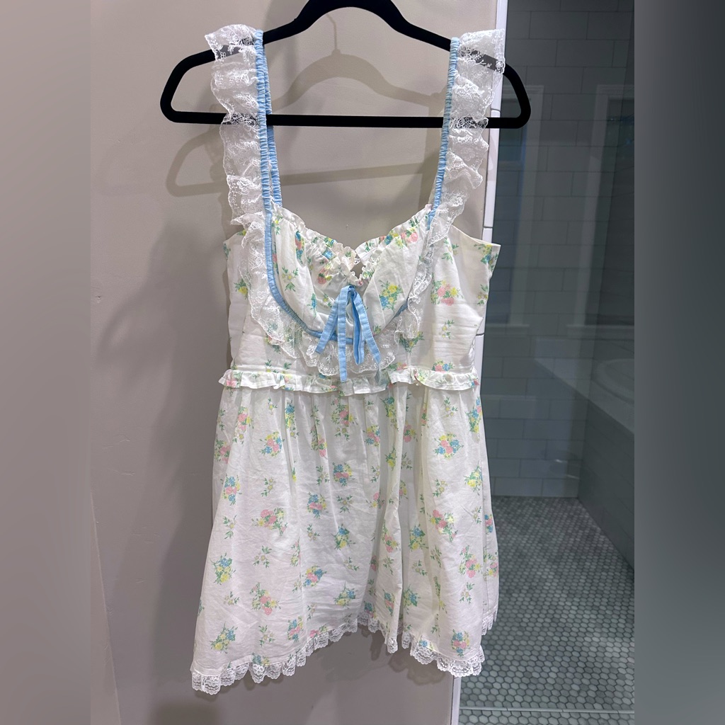 For Love & Lemons Elegant White Babydoll Dress Size Medium